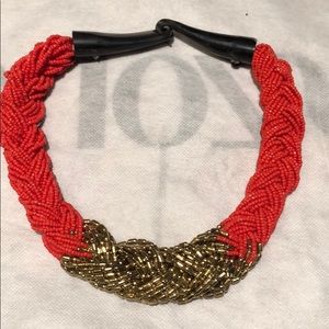 Red braided statement necklace